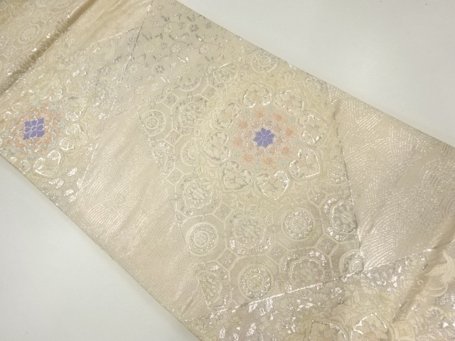 JAPANESE KIMONO / ANTIQUE FUKURO OBI / SILK / WOVEN FLOWER CREST